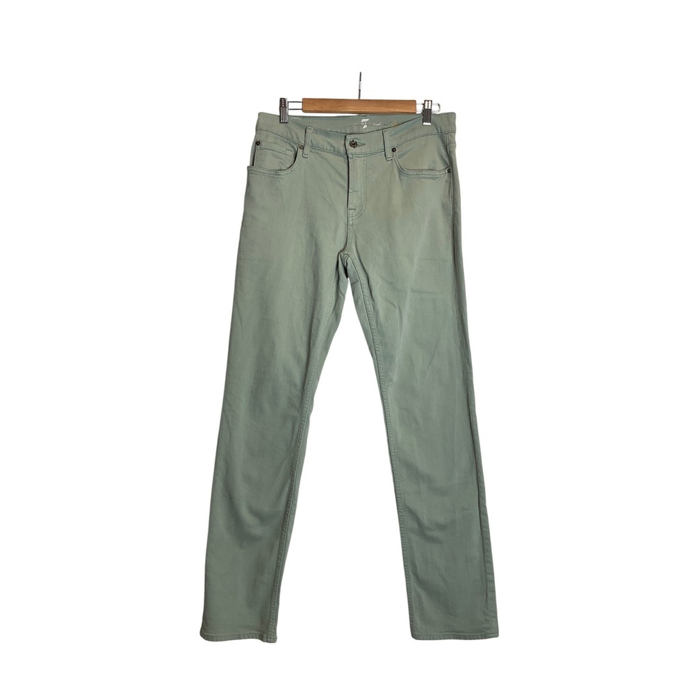 7 For All Mankind Slimmy Green Jeans Straight Leg Stretch Outdoor Hiking Granola